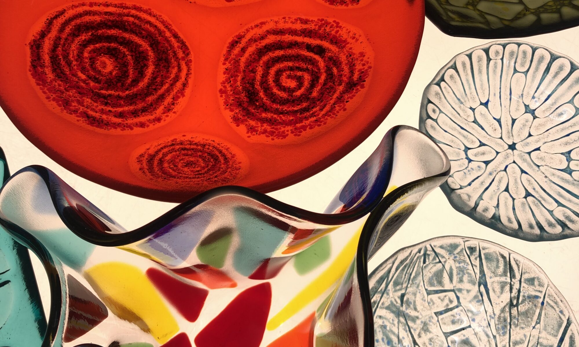 fused glass made by students at rainbow glass studios London